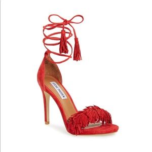 Red Suede Steve Madden Fringe Heels